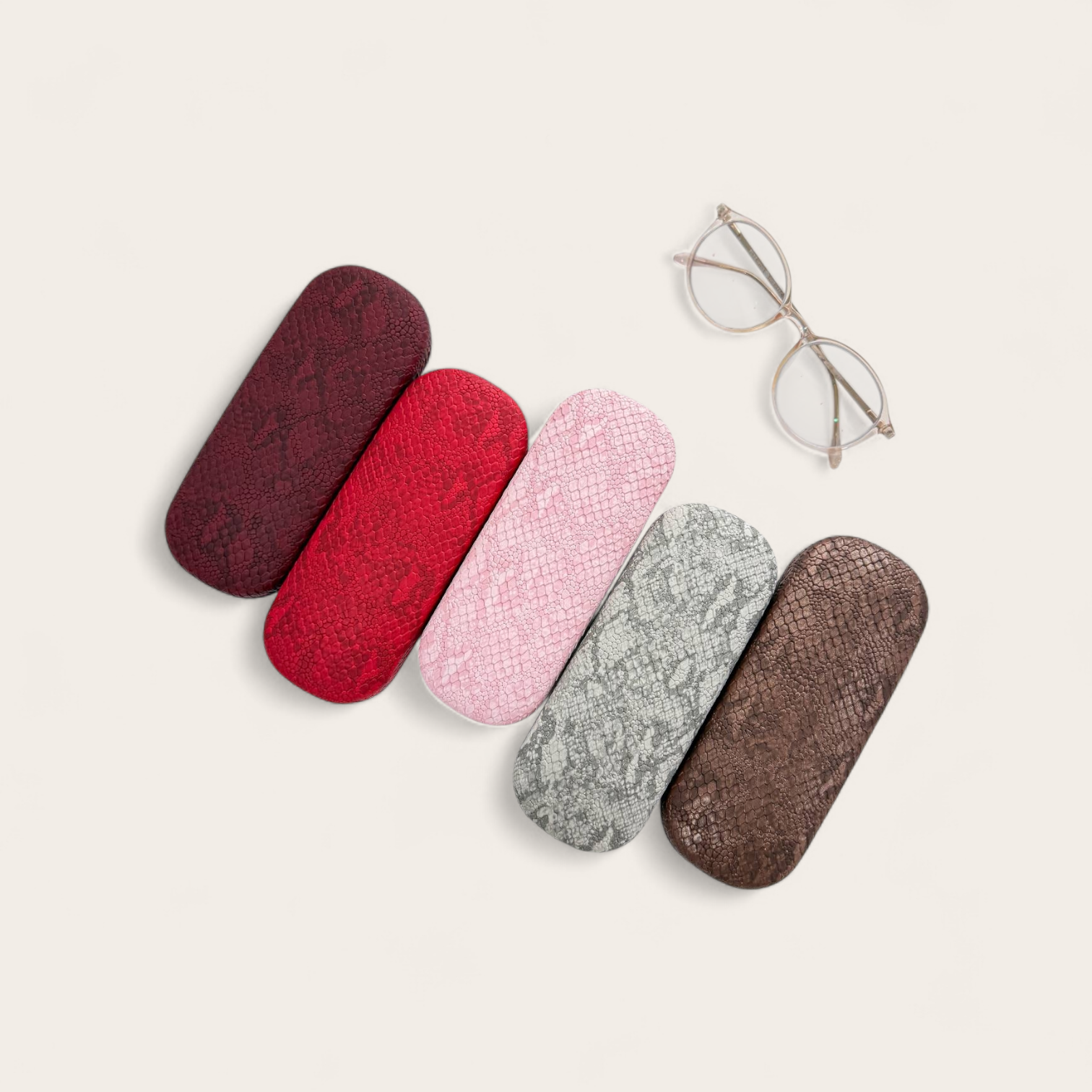 กล่องแว่นผ้าลายหนังงู Fabric